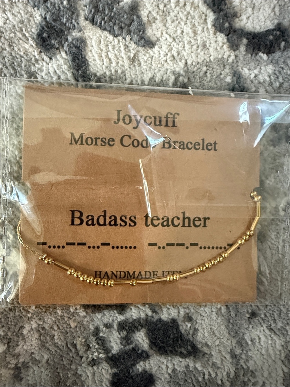 Joycuff Gold 'Badass Teacher' Morse Code Bracelet